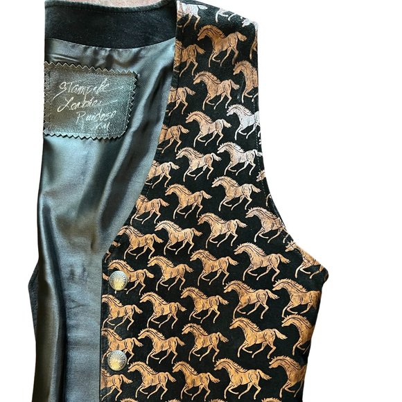 Stampede Leather Fitted Horse Print Vest Made in Ruidoso NM - Picture 4 of 6